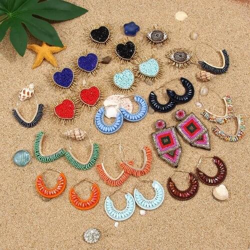 Fashion Handmade Beads Bohemian Jewelry Statement Heart Earrings Eyes Tassel Earrings for Women Wedding Gift Earrings Wholesale