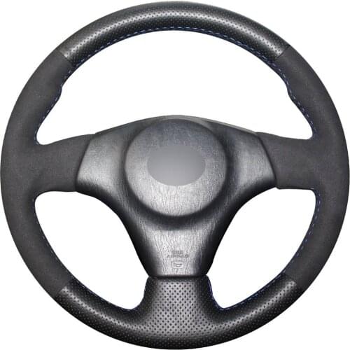 Hand Sew Black Genuine Leather Suede Steering Wheel Cover for Toyota RAV4 Celica Matrix MR2 Supra Voltz Caldina MR-S