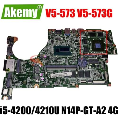 DAZRQMB18F0 for ACER Aspire V5-573G V5-473G V5-573 ZQR laptop Motherboard CPU i5-4200/4210U N14P-GT-A2 4G RAM 100% fully tested