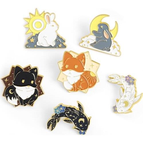 Cute Dog Rabbit Goldfish Cartoon Brooch Bag Clothes Backpack Lapel Enamel Pin Badges Jewelry Gift For Friend Women Accessories
