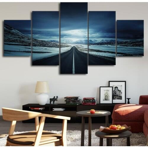 Long Road Canvas Posters Home Decor Wall Art 5 Pieces Paintings For Living Room HD Prints Landscape Pictures(No Frame)
