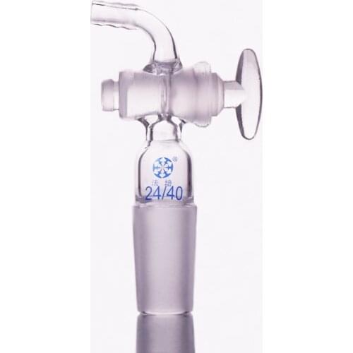Curved suction connector,Glass valve 24/40,Joint with Glass stopcock standard ground mouth,Curved connector with piston
