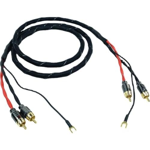 Fever Vinyl LP Tonearm Cable Phonograph Audio Line with Gold Plated RCA Plug Ground Wire