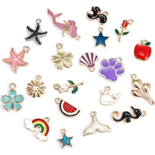 Nice Conch Sea Shell Charms Ocean Pendants Starfish Anklet Bracelet Necklace DIY Handmade Accessories Craft 20Pcs