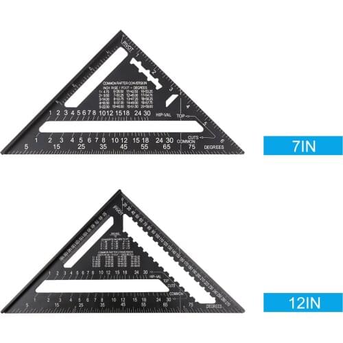 12In Rafter Square Aluminum Alloy Metric Triangle Ruler Double Scale Triangle Protractor Woodworking Square For Building Framing