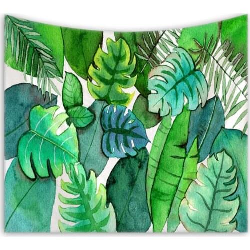 Tapestry Wall Hanging Bed Spread Beach Towel Table Cloth Yoga Mat Home Decoration Green Leaf Design Rectangle 150cmx130cm