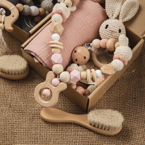 New Baby Bath Toy Set Baby Bath Towel Teether Baby Milestones Brush Rattle Toys Infant Bath Products Newborn Birth Gift Set