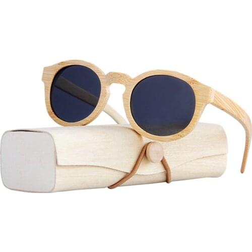 Handmade Bamboo frame Polarized sunglasses Unisex high quality sun glasses for women Beach Anti-UV oval eyeglasses Wooden Case
