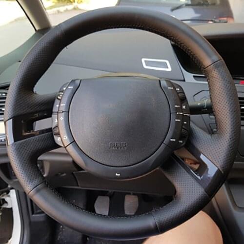 Custom Original Car Steering Wheel Cover For Citroen C4 Picasso 2007-2013 Leather Braid For Steering Wheel DIY Sewing