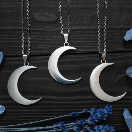 Big Crescent Moon Necklace Phase Pagan Gothic Witch Style Amulet Wiccan Pendant Lunar Witchcraft Magic Jewellery Women Gift 2020