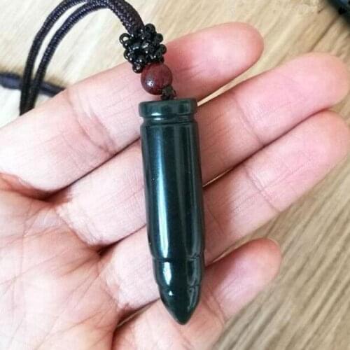 Fine Jade Bullet Pendant Necklace Men Women Fashion Charms Jewellery Genuine Natural Jades Stone Bullets Amulet Gift Accessories
