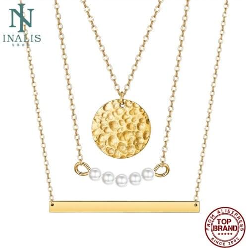 INALIS Gold Colour Europe and America Style Necklaces For Women Round Shape Strip Pearl Lady Fashion Anniversary Jewelry On Sale