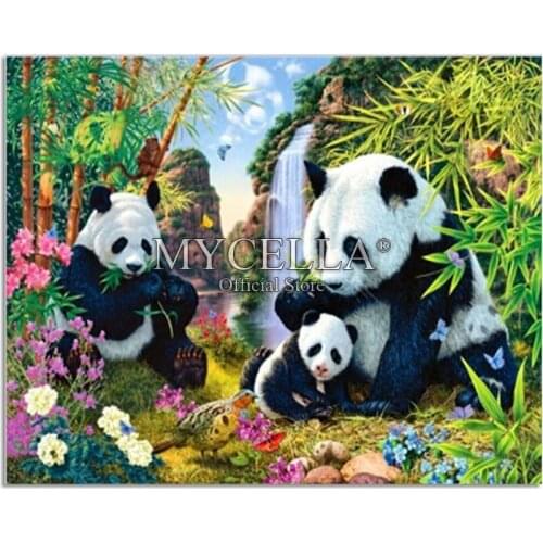 Panda Needlework 5D DIY Diamond Painting Cross Stitch Sewing Knitting Full Round Rhinestone Mosaic Diamond Embroidery Christmas