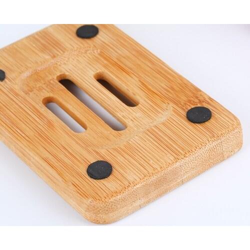 100PCS Natural Bamboo Wooden Soap Dish Wooden Soap Tray Holder Storage Soap Rack Plate Box Container for Bath Shower lin4992