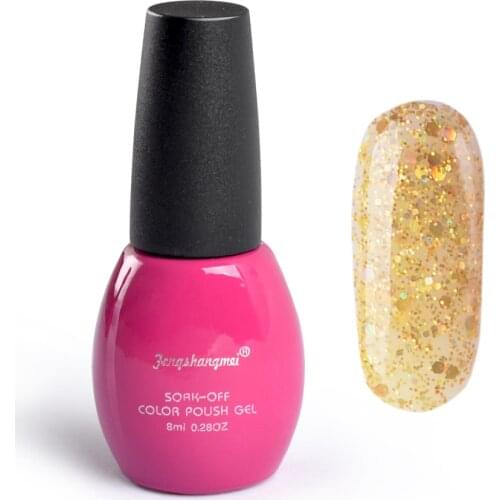 Fengshangmei 8ml Sequin Nail Gel Varnishes Led UV Shining Nail Glitter Polish