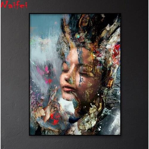 Full square/round diamond painting colorful abstract woman 5d diy diamond painting lady mosaic rhinestone picture room decoratio
