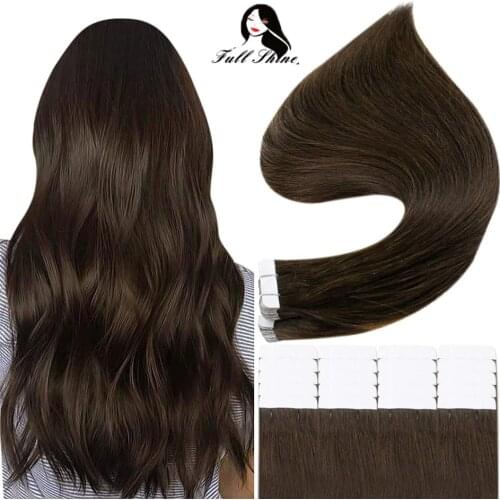 Full Shine Fashion Tape Hair Extensions Real Human Hair 26" 28" Full Thick Ends Invisible Skin Weft Glue in Brazilian
