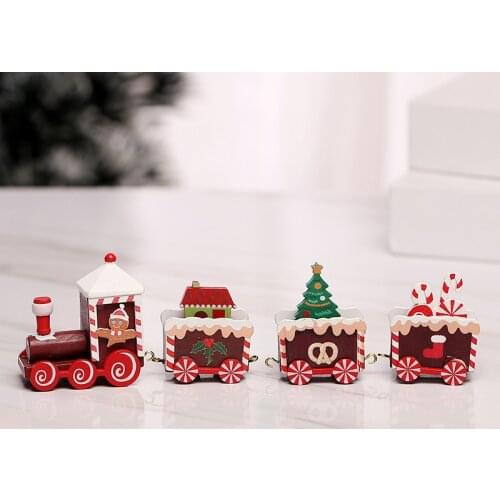 Xugar X-mas Wooden Cartoon Train Ornaments For Kids Christmas Theme Crafts Home Party Table Children Gifts New Year Decorations