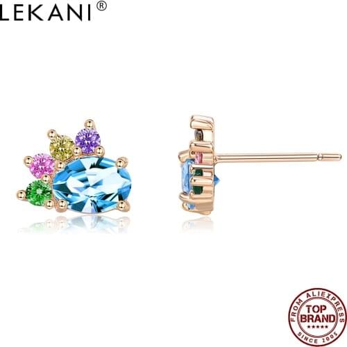LEKANI Stud Earrings Romantic Copper Champagne Gold Plated Colors Cubic Zirconia Earring For Women Anniversary Jewelry Hot Sale