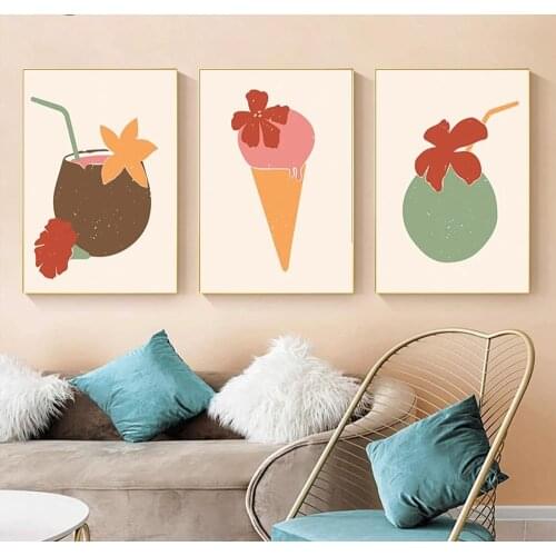 Modern Coconut Canvas Prints Pictures Nordic Style Ice Cream Painting Wall Art Home Decoration Modular Poster For Living Room