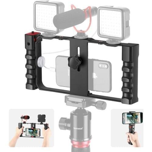 Neewer Smartphone Video Rig Stabilizer,3 Cold Shoe &Tripod Mount For iPhone 11 Pro Max/11 Pro/11/Xs Max/Xs/Xr/8 7 plus/OnePlus 8