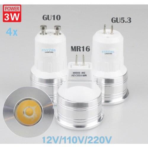 4X MR11 LED Spot Light Bulb Warm White 3W 12V 35mm Diameter Mini LED MR16 GU4 Spotlight Bulb GU5.3 GU10 E27 LED Lamp 220V 110V