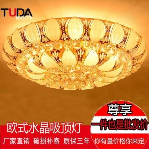 TUDA LED Ceiling Lamp European Living Room Bedroom Crystal Ceiling Lamp Remote Control Crystal Ceiling Lamp E14 110V 220V
