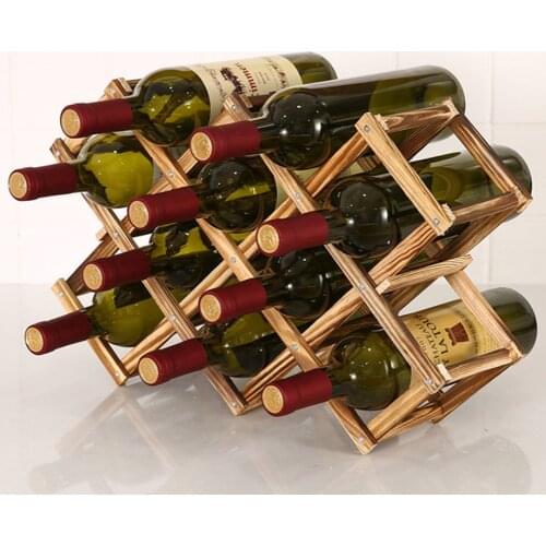 Foldable Wooden Wine Bottle Holder Wine Shelves Holds 3/6/10 Bottles Rack