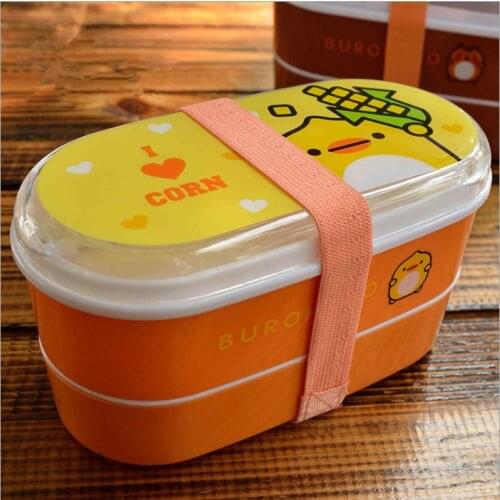 High Quality Cartoon Healthy Plastic Lunch Box 600ml Bento Boxes Food Container Dinnerware Lunchbox Cutlery