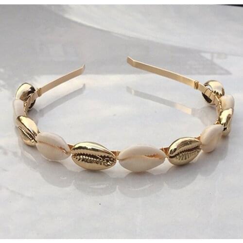 Boho baroque jewelry women freshwater pearl cowrie Conch shell headband bridal wedding hair accessories bijoux cheveux headpiece