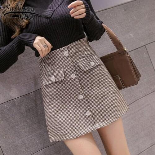 Faldas mujer moda 2021 autumn and winter new style thousand bird lattice wild skirt Casual A-Line Mini skirts womens 7794 50