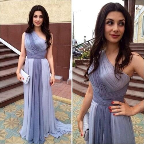 Vestido de formatura One Shoulder Long Chiffon Prom 2018 Simple Design party Gown for Special Occasion bridesmaid dresses