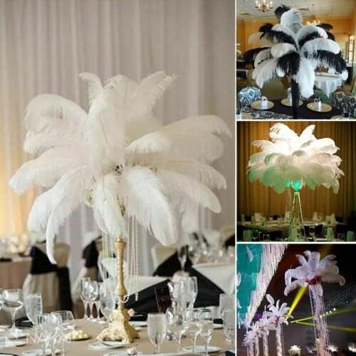 1pcs Elegant Ostrich Feather White Black Red Fluffy Feather for Wedding Party Crafts Hatsshoes Home Room Diy Decoration 30-35cm