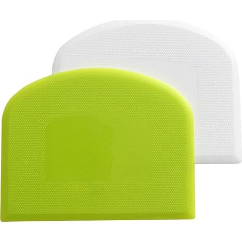 2pcs Dough Scraper Bowl Scraper Food-Safe Plastic Dough Cutter Flexible Plastic Scraper Practical Bench Scraper