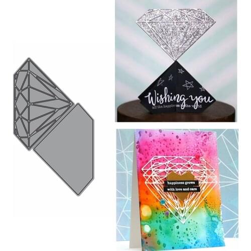 3D Gemstone Diamond Hollow Metal Cutting Dies Stencil For DIY Crafts Paper Cards Making Album Embossing Template 2019 New