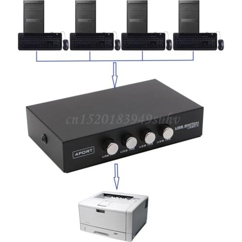 4 Ports USB2.0 Sharing Device Switch Switcher Adapter Box For PC Scanner Printer