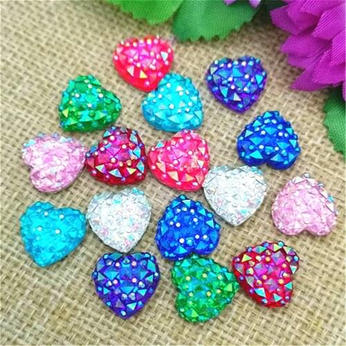 80PCS AB Resin 12mm Heart Resin Flatback rhinestone scrapbook crafts