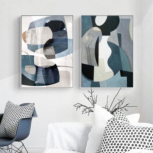 Nordic Abstract Vintage Self-adhesive Wall Stickers Wall Art Prints Poster for Living Room Home Decoration