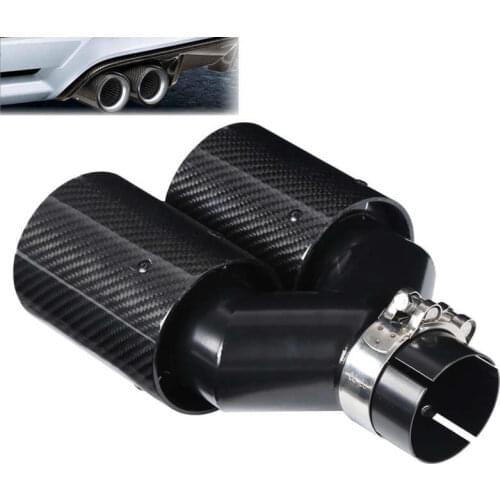 Car Tail Pipe 63-93mm Y-Shaped 1-In-2-Out Right Side Dual Outlet Exhaust Tailpipe Black Carbon Fiber for M Performance New