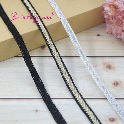 BRISTLEGRASS 1 Yard 3/8" 10mm Glitter Braided Crochet Lace Trim String Decorative Ribbon Headband Costume Dress DIY Sewing Craft