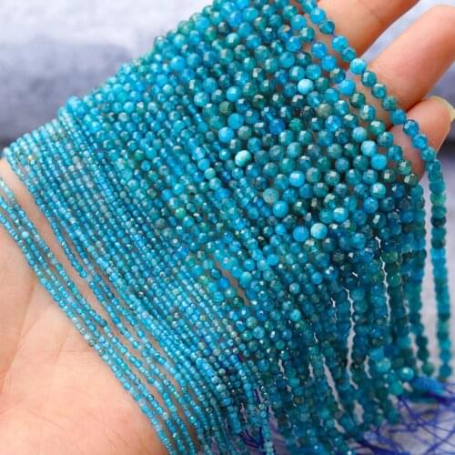 LOOSE BEADS blue Apatite faceted round 2/3/4/6/8/10mm wholesale for DIY jewelry necklace 36cm