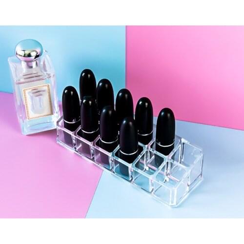 Lipstick Holder Display Stand Multi Level 12 Deep Slot Acrylic Makeup Organizer
