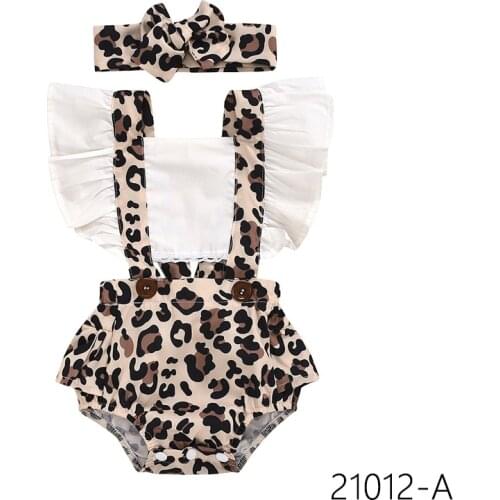 Baby Cute Cartoon Leopard New Romper 2pcs Baby Girls Clothes Minnie Romper+Headband 0-24M Infant Toddler Newborn Outfits Set