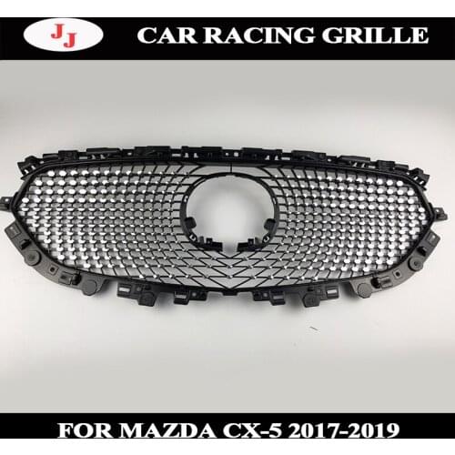 For MAZDA CX-5 CX5 2017 2018 2019 Exterior Accessors Grill Diamond Front Racing Grille Mesh Running Board Mask Cover Grills
