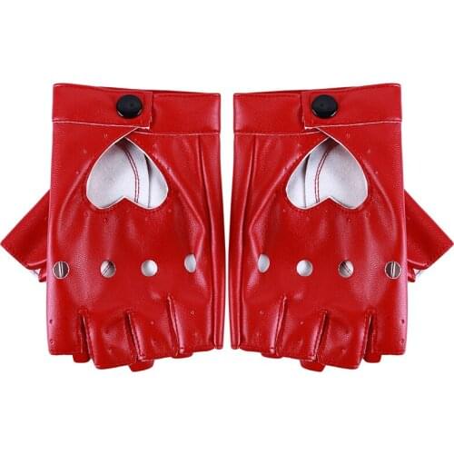 Mens Pu Leather Gloves Half Finger Fingerless Gloves Bicycle Anti Skid Fitness Workout Hip-hop Nightclub Dancing Gloves