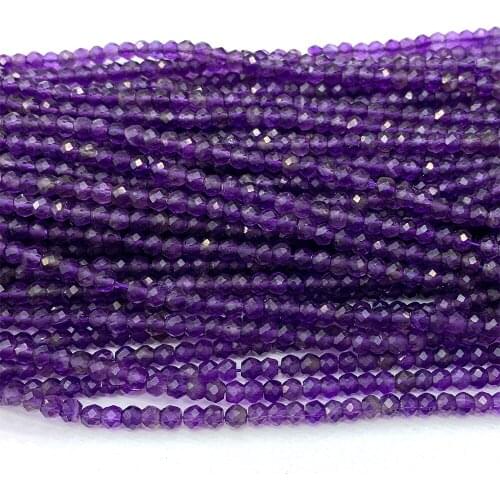 Veemake Purple Amethyst Natural Necklace Bracelets Earrings Ring Faceted Small Rondelle Womens Beads For Jewelry Making 06668