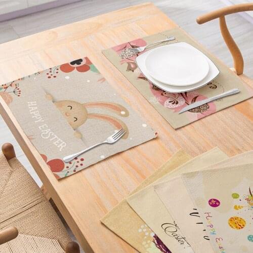 Tableware Mat Easter Placemat Cartoon Egg For Kitchen Dining Table Waterproof Coaster Modern Pad Home Decor Accessories 30*40cm