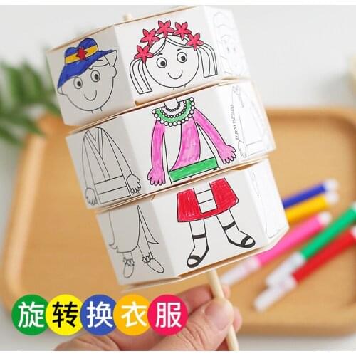 Creative fun DIY hand-painted graffiti coloring card puzzle brainstorming hands-on rotating painting birthday gifts