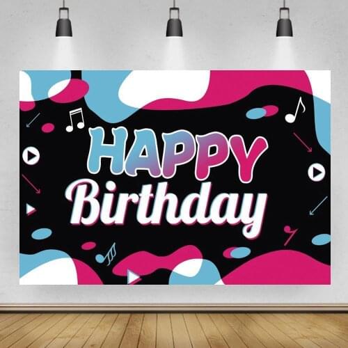 Hot Musical Symbol Video Show Wall Poster Backdrop Happy Birthday Dance Party Decor Blue White Black Photo Background Vinyl