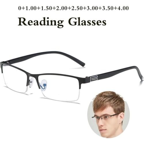 2021New Reading Glasses Men Women High Quality Half Frame Diopters Business Office Dioptric Eyeglasses Leesbril Mannen Brillen